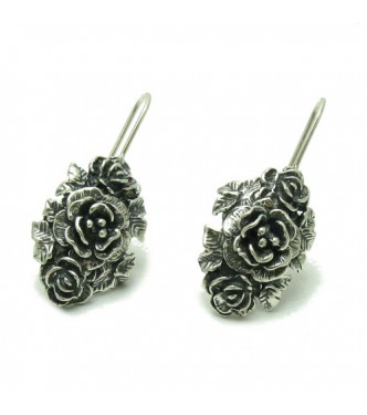 E000546  Stylish Sterling Silver Earrings Flower 925